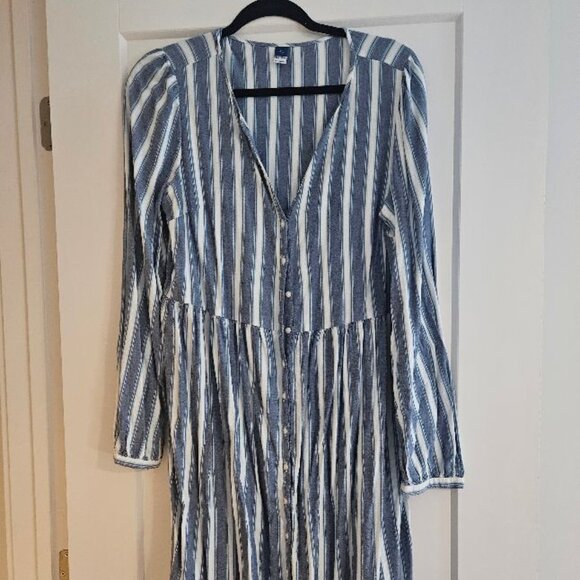 OLD NAVY BUTTON DOWN, LONG SLEEVE COTTON DRESS - SIZE MEDIUM TALL - Picture 1 of 4